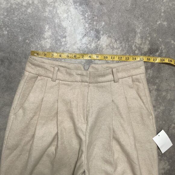 The Frankie Shop‎ Pants Womens Large Layton Boiled Wool Suit Pant Pleated Beige - Picture 2 of 13